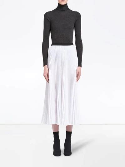 prada white skirt with flowers|prada pleated midi skirt.